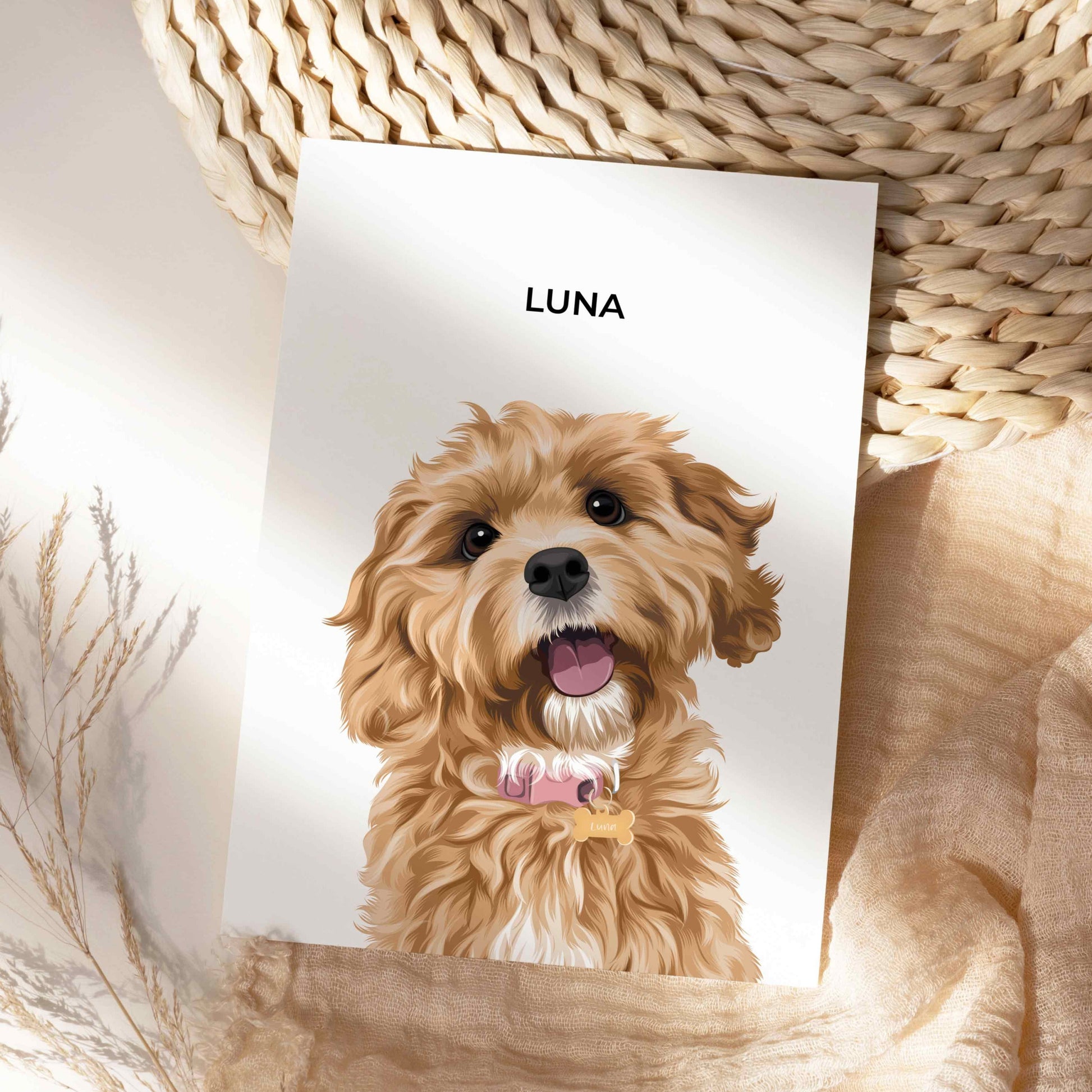 Printed Custom Pet Portrait of a cavoodle